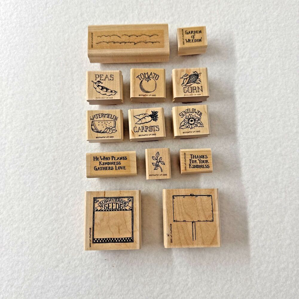GARDEN SEEDS Stampin' Up! Foam Mount Rubber Stamps Vegetable Harvest Food abx25